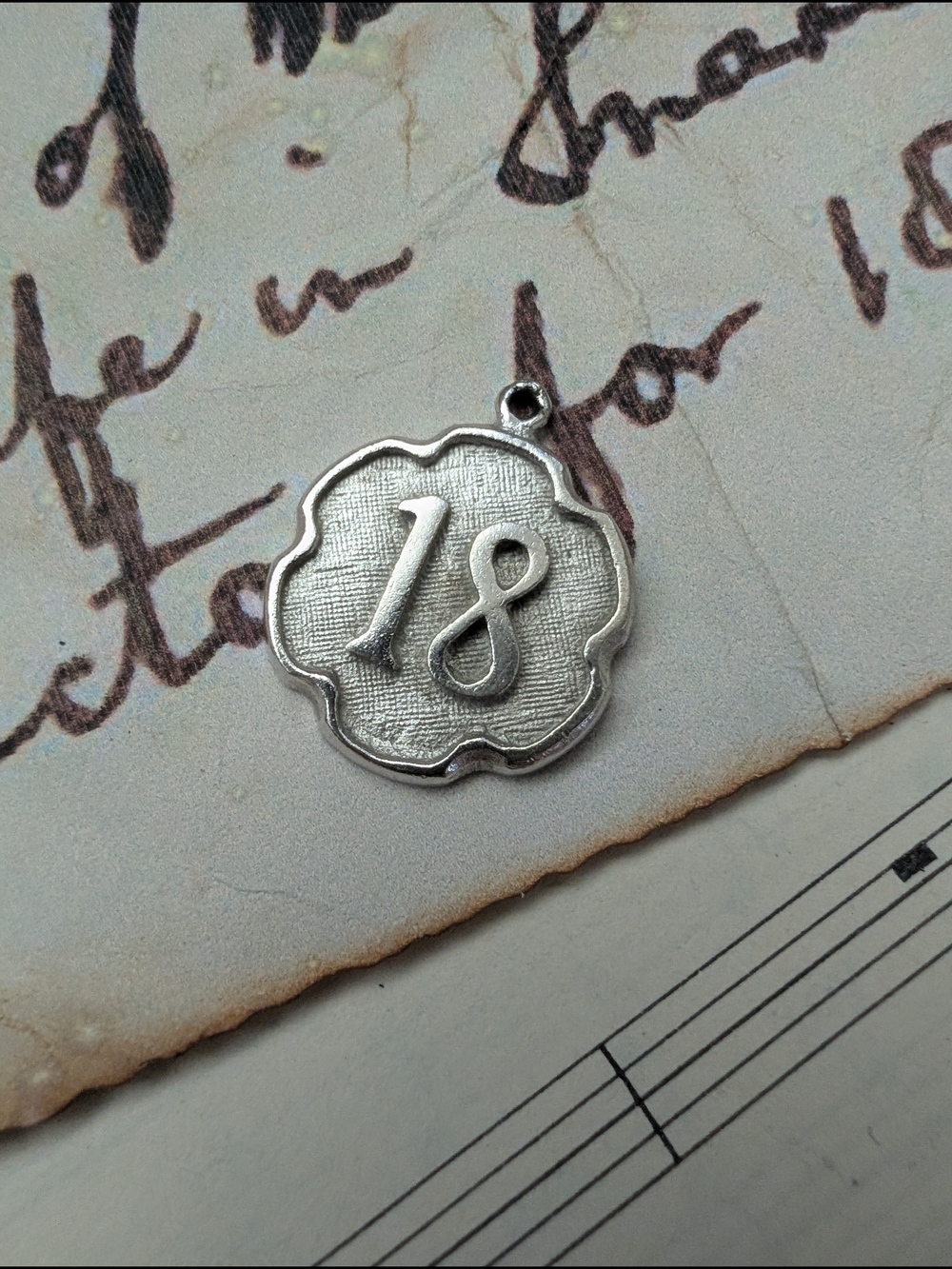 Sterling Silver '18' Number Charm For Charm Bracelet Birthday